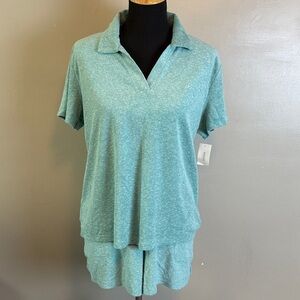Alfani Intimates Teal Green Lounge Set Top & Shorts Sz L NWT